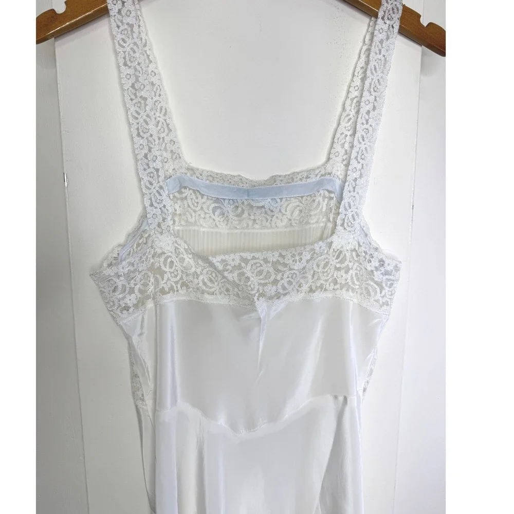 Vintage Lace Top Slip Dress Blue Bow Medium - See Measurements - Picture 4 of 7
